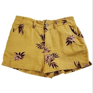 2094 * Sky And Sparrow Floral Print Linen Blend Shorts Yellow Red Size S
